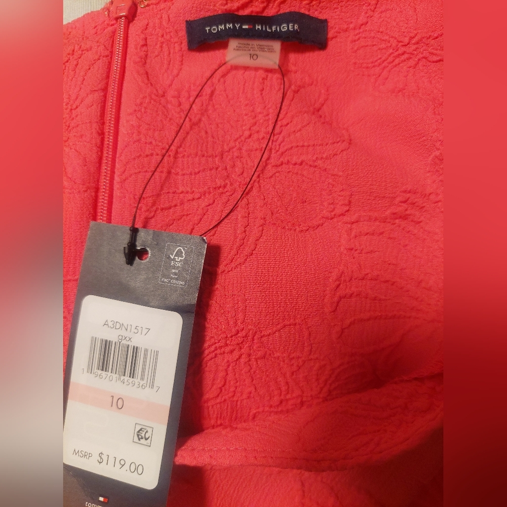 Tommy Hilfiger Coral Puff Sleeve Mini Dress - Picture 7 of 8